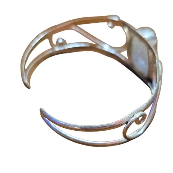 Handmade 925 Sterling Silver 12 Moonstone Cuff Bracelet - Picture 2 of 3